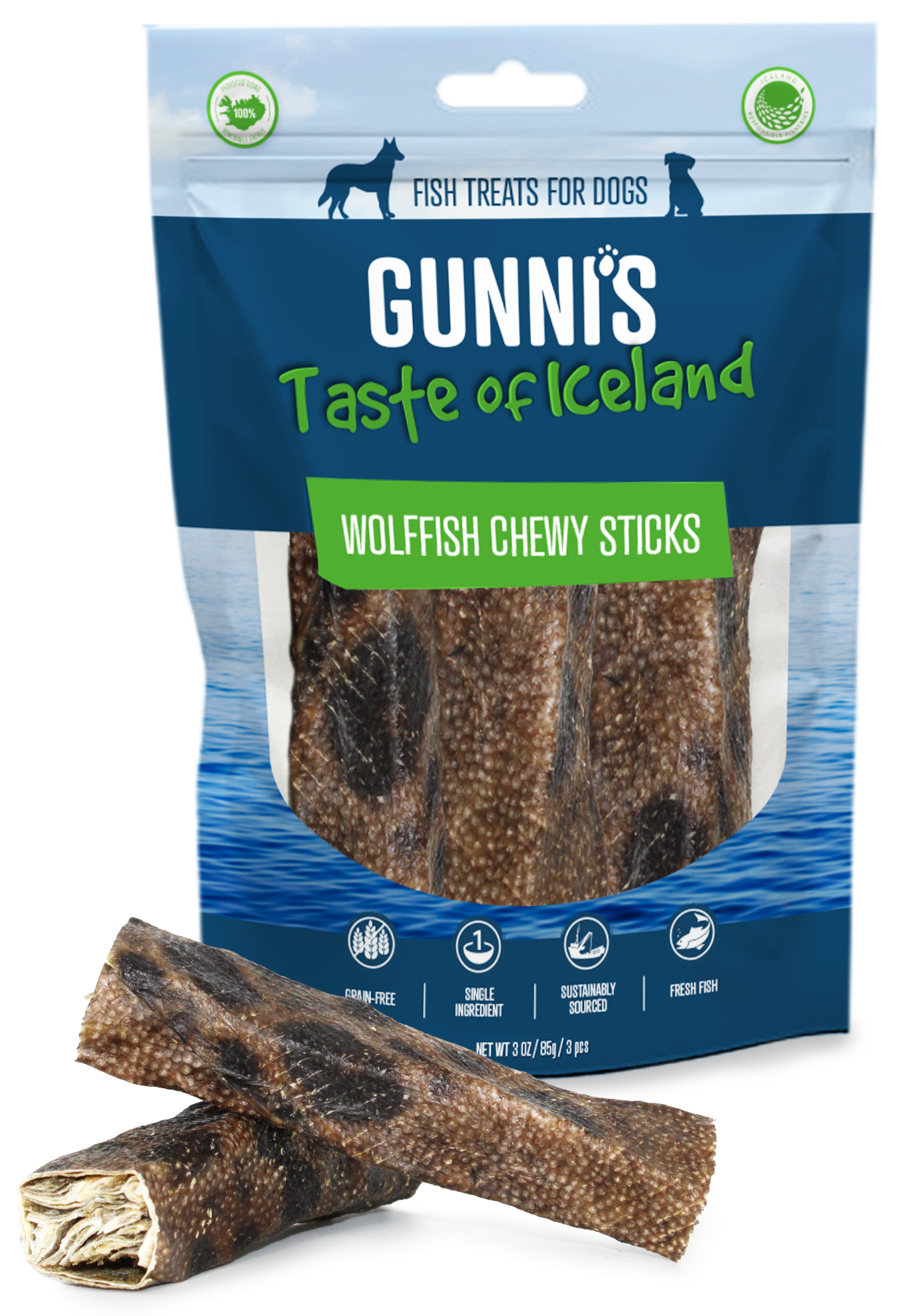 3 PACK WOLFFISH CHEWY STICKS